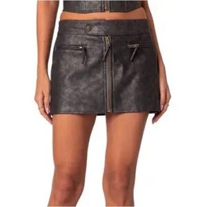 Edikted Black Faux Leather Micro Skirt